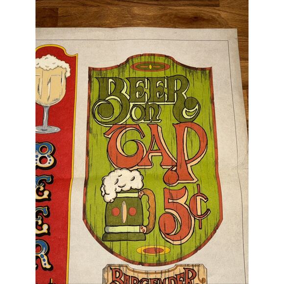 Vintage Old Fashioned Beer Signs 16 x 20” felt banner Wall Decor - Picture 4 of 6